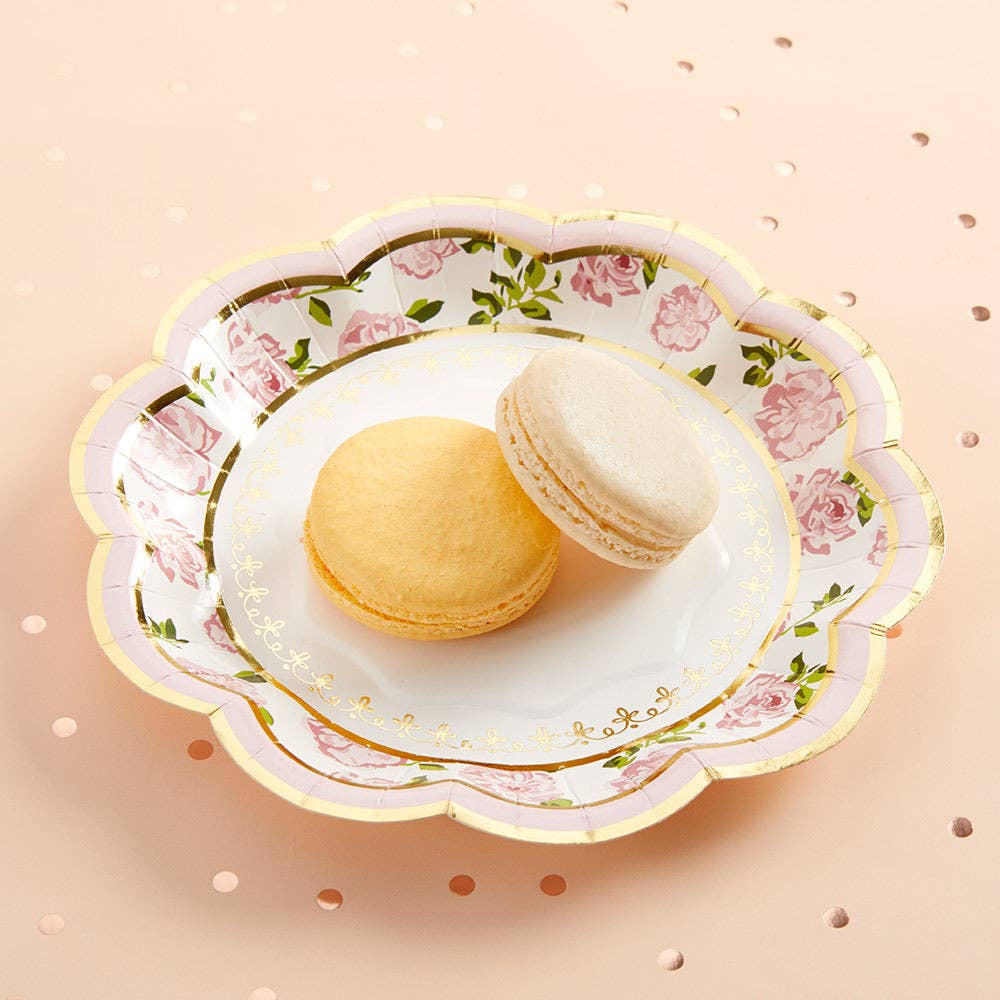 Kate Aspen - Wholesale Disposable Tableware Pack - Pink Floral Tea Party 62 piece Tableware Set (16 guests)1