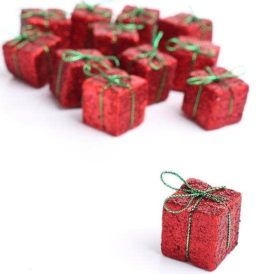 Factory Direct Craft - Vente Coffrets cadeaux - Boîtes-cadeaux miniatures rouges à paillettes 1" x 1" (Lot de 12)1