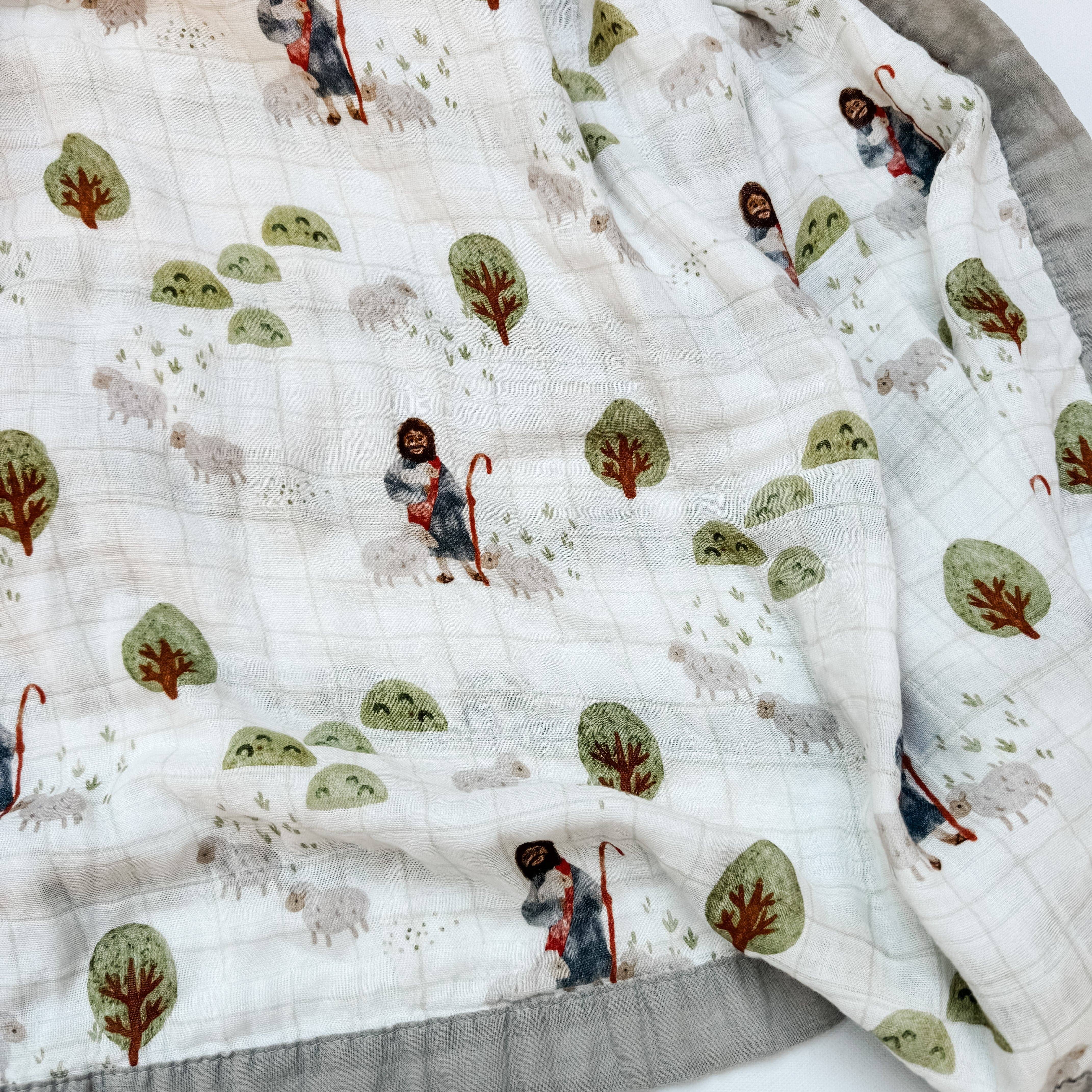 The Little Rose Shop - Wholesale Bedding Blanket - Kids & Baby - The Lord is my Shepherd - Catholic Luxury Double Sided Muslin Blanket5