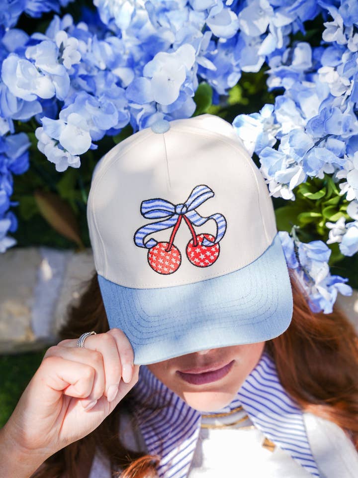 PATRIOTIC CHERRIES CANVAS CAP for wholesale by Summer Tees