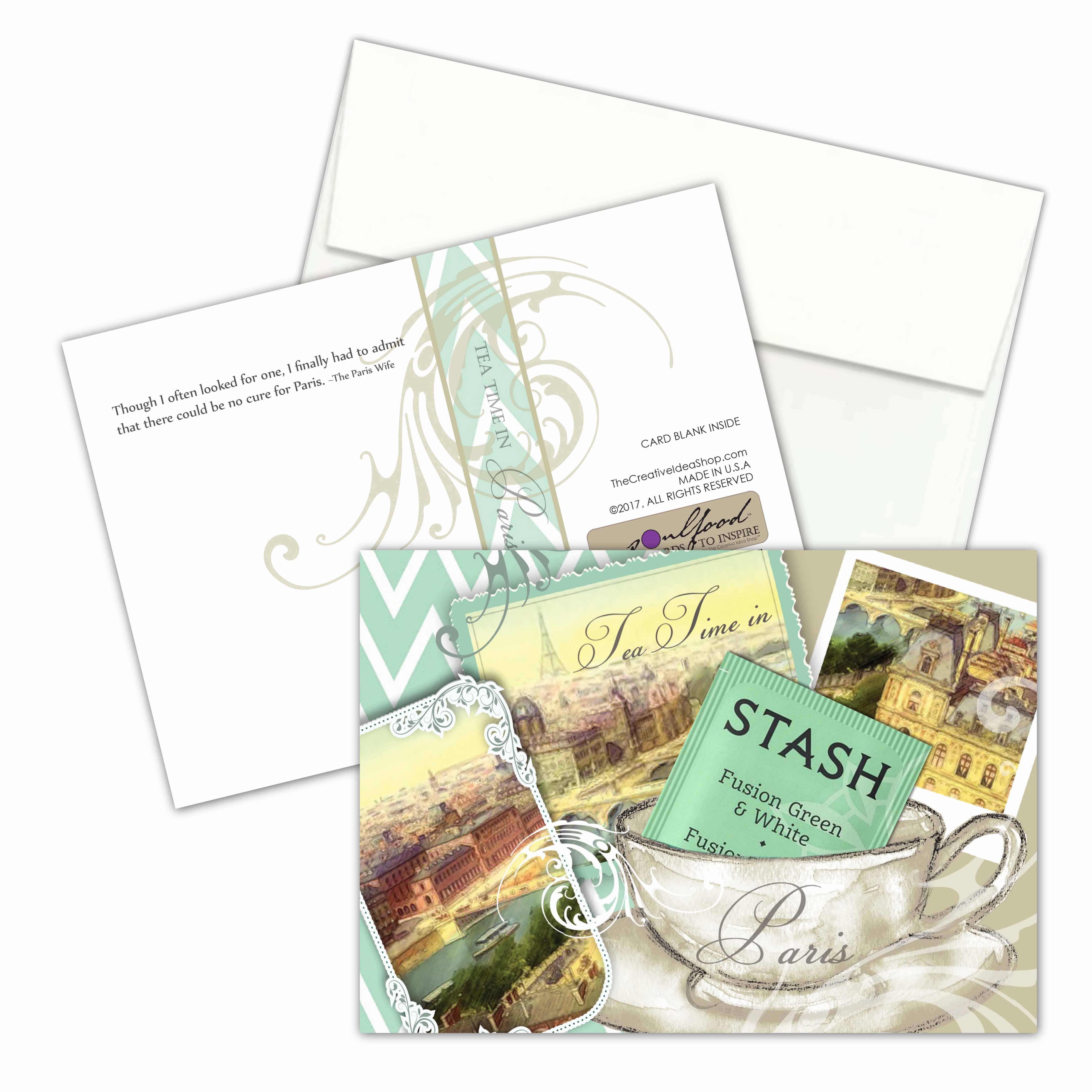 The Creative Idea Shop - Wholesale Everyday Greeting Card - TEA GREETING CARD COLLECTION with REAL TEA BAGS - Paris1