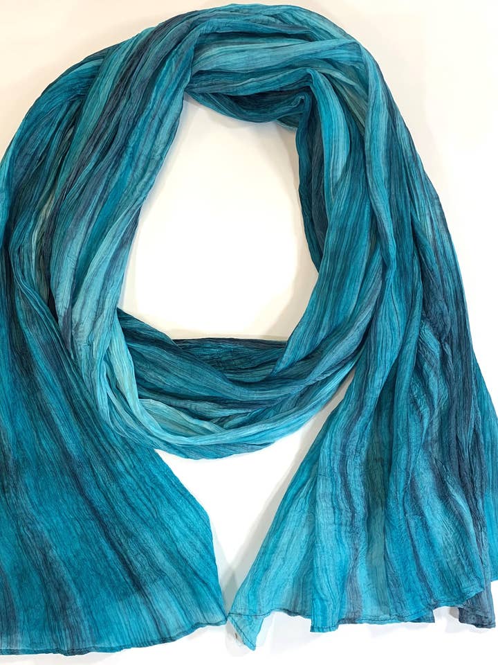 SCIARPA DI SETA AD ACQUERELLO SC1000 #403 VERDE ACQUA E GRIGIO per la vendita all'ingrosso da parte di LUA