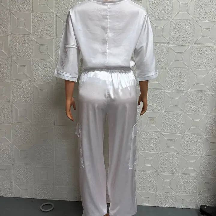 safistyle - Wholesale Top & Pant Set (NOT Loungewear) - Women's - Satin Top and Cargo Pant Set1
