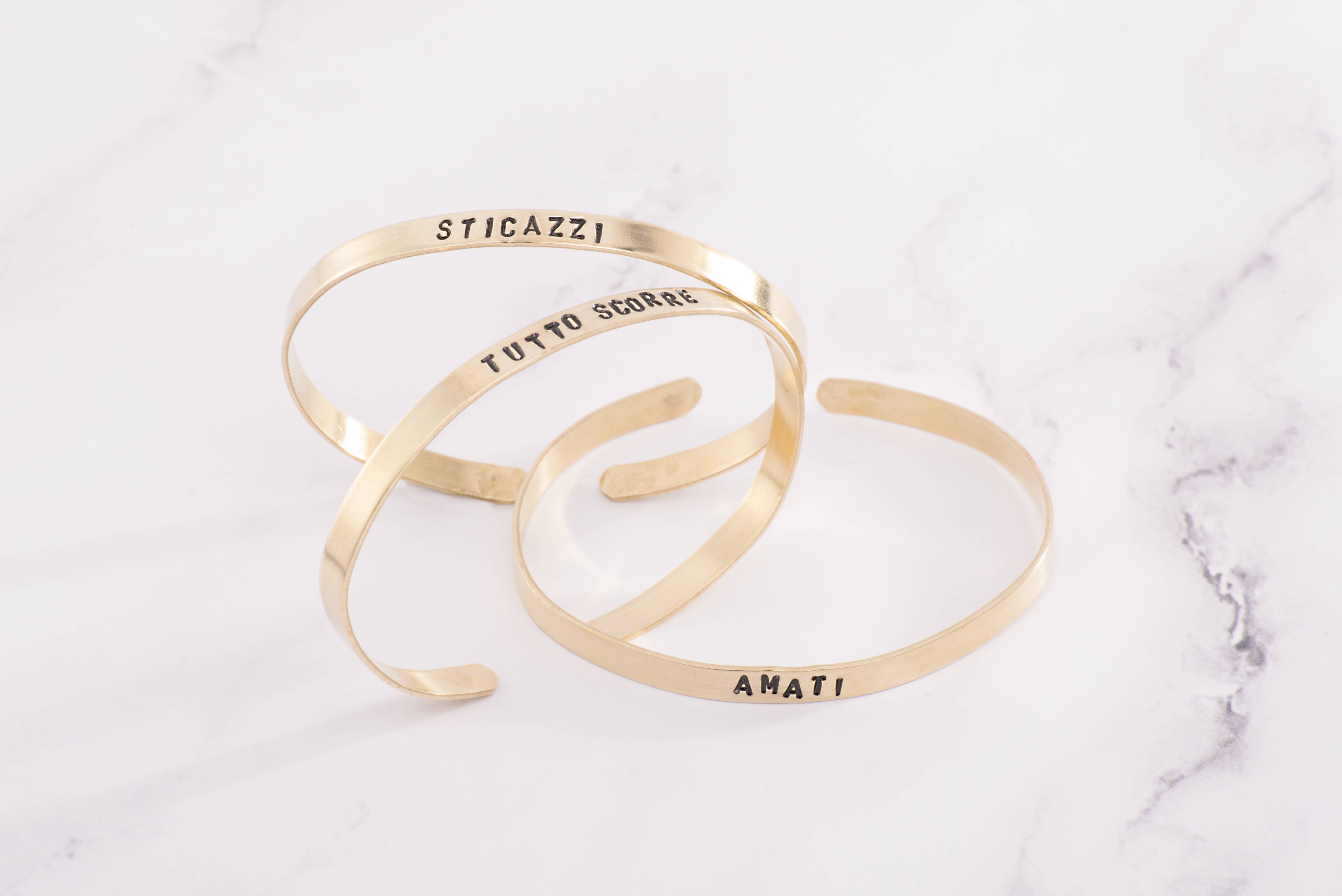 Loti jewels - Wholesale Cuff Bracelet - SUPER SLIM BRASS BRACELET WITH ENGRAVING19