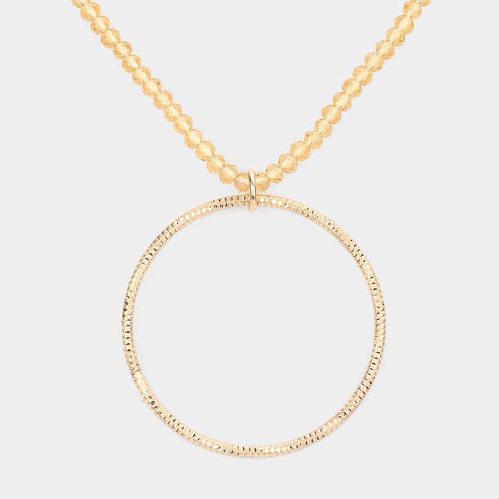 Sensibling Corp. - Vendita all'ingrosso Collana con ciondolo/pendaglio - Collana con perline sfaccettate con pendente a cerchio in metallo aperto3