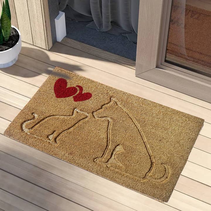 Cat & Dog Lover Coir Doormat, Natural for wholesale by NACH