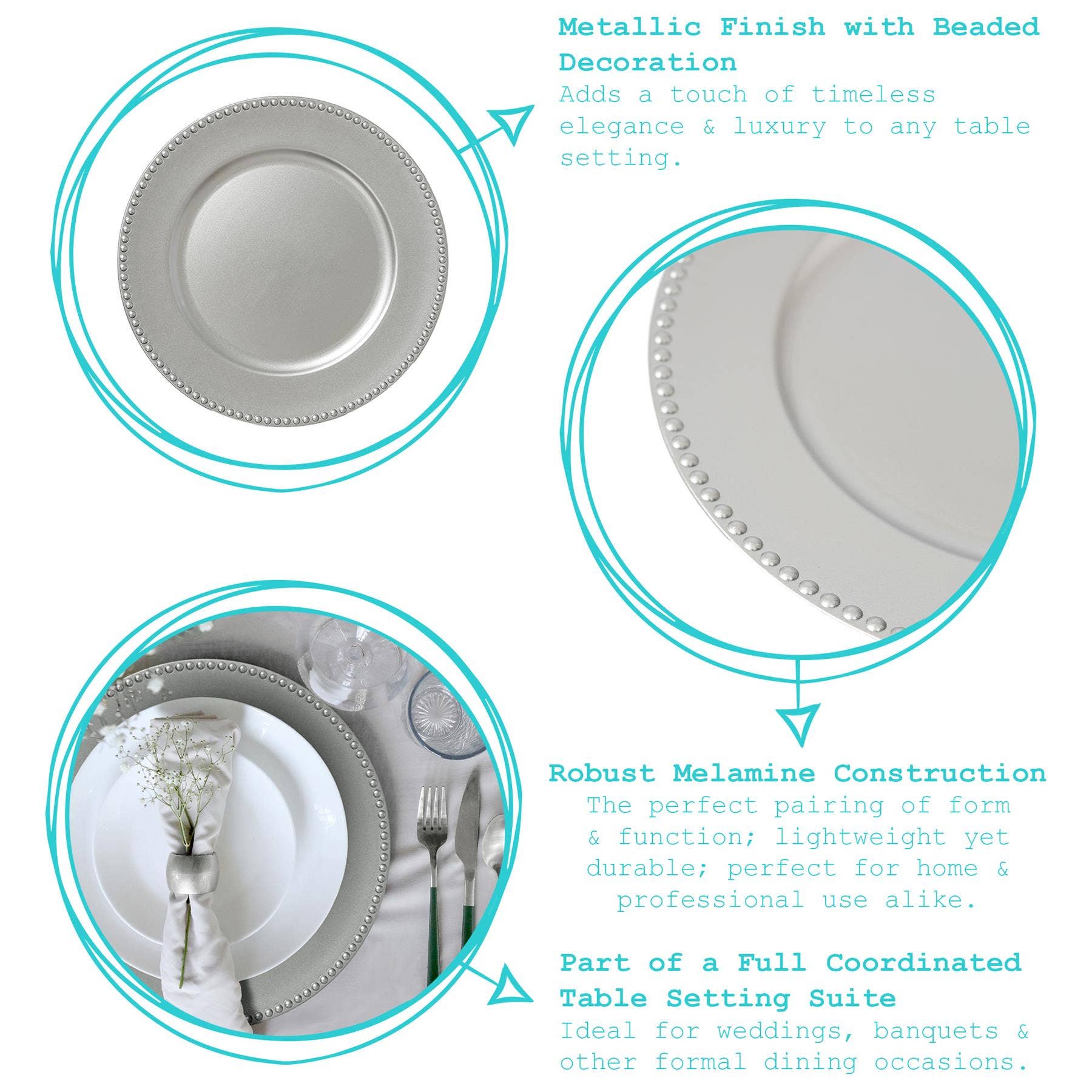 Rinkit Ltd - Wholesale Charger Plate - Round Beaded Charger Plate - 33cm11