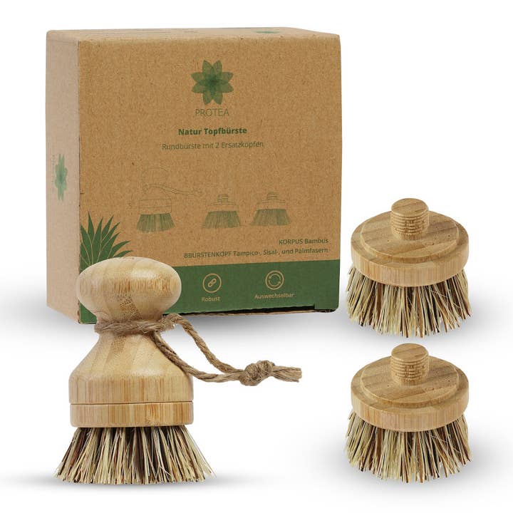 PROTEA Set of 3 Cup Brushes with Replacement Heads, Sustainable Gift for wholesale by PROTEA