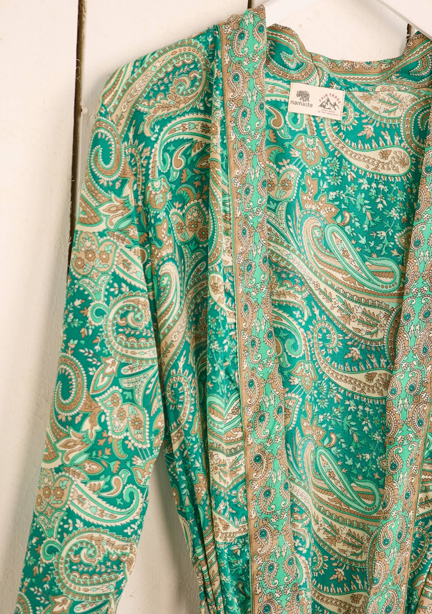 Namaste – Robe - Mulher por atacado – Kimono Verde Floral com Estampa Paisley6