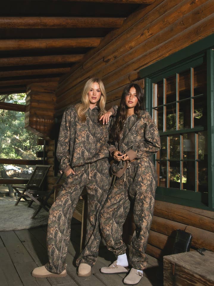 BAYOU Woodland Camo Fleece Jogger Tapered Sweatpants for wholesale on Faire3