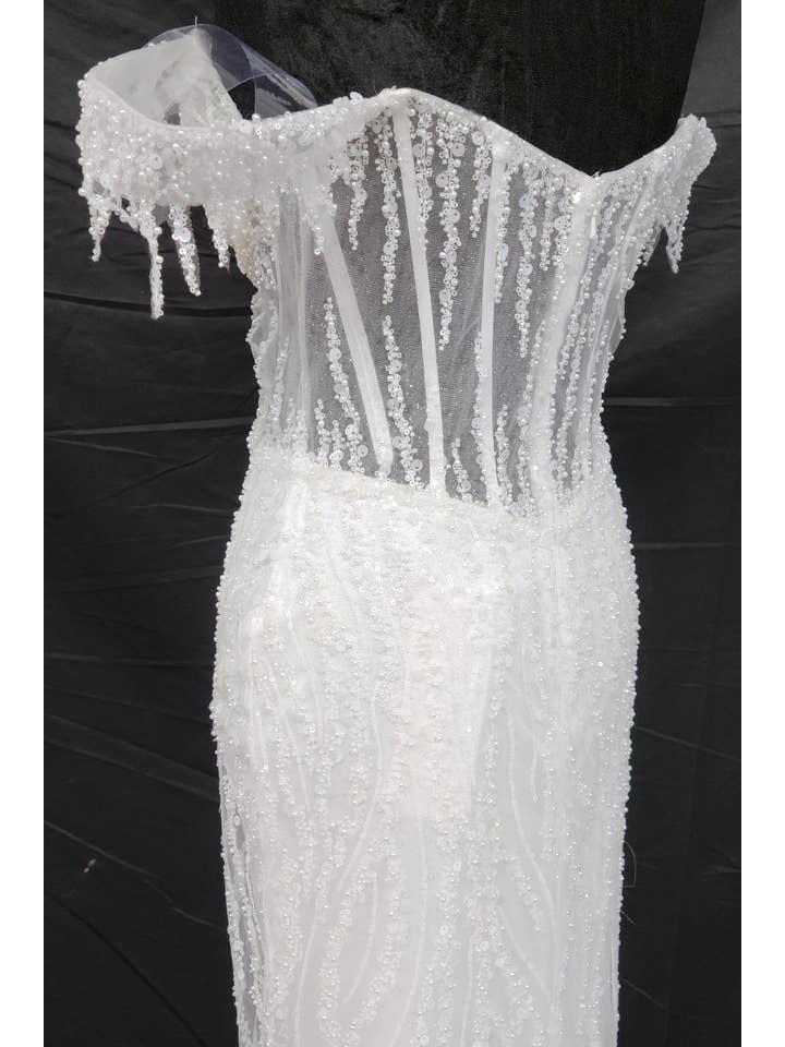 Chicas - Wholesale Gown - Women's - Off the Shoulder Sequin and Bead Long Dress C33144