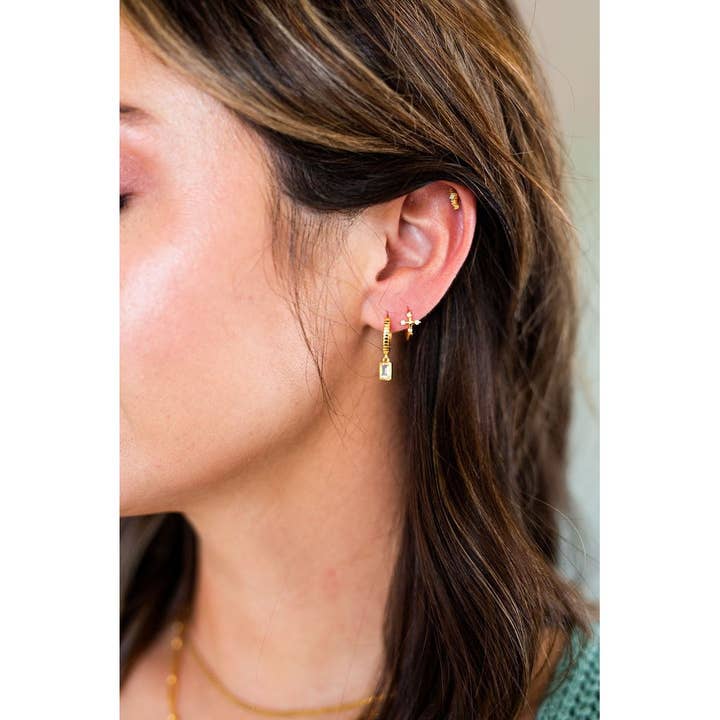 Lola & Tae - Wholesale Huggie Earrings - Karlie 18K Gold Plated Cubic Zirconia Huggie Earrings2