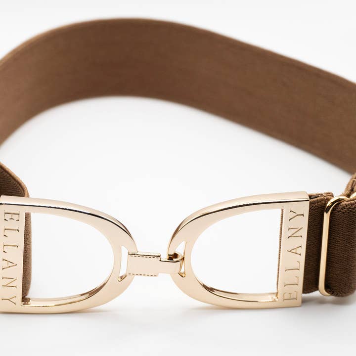 Toffee- 1,5" Gold Steigbügel Elastischer Gürtel für den Großhandel von Huston x Ellany