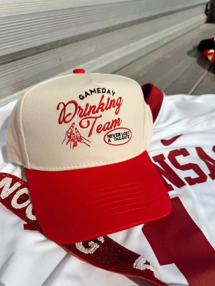 Gameday Drinking Team - Red Vintage Trucker Hat for wholesale by KENZKUSTOMZ