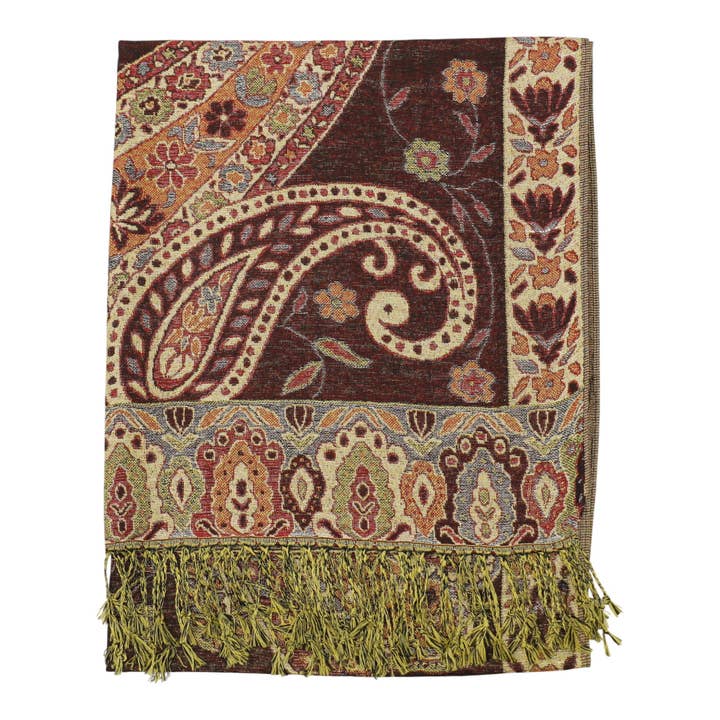 ASSORTED Metallic Pashmina Paisley Pattern SCF3719-30 (12PC) for wholesale on Faire13