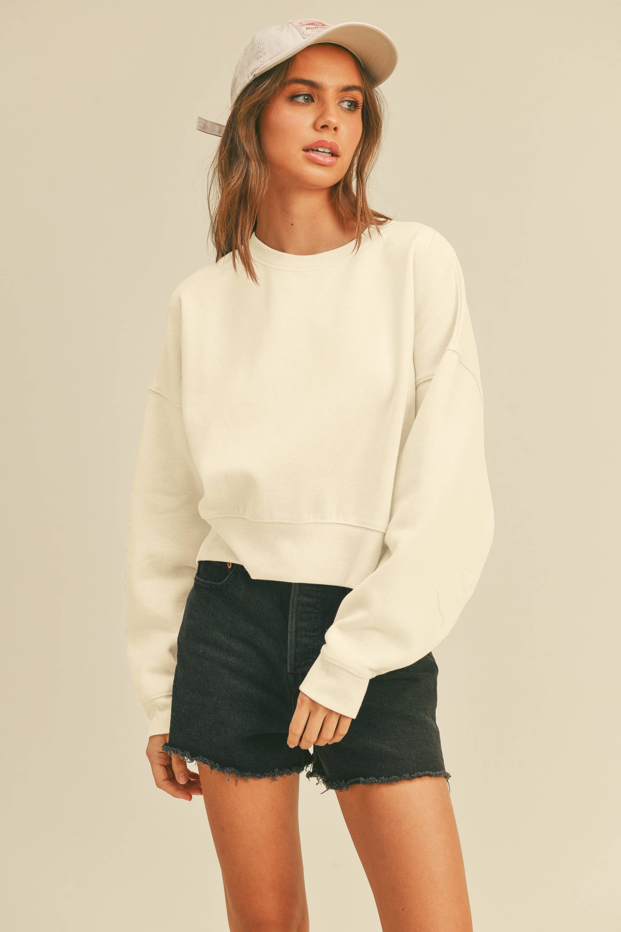 Honestee - Wholesale Sweatshirt - Women's - Blank Short Cropped Long Sleeve Sweatshirt14