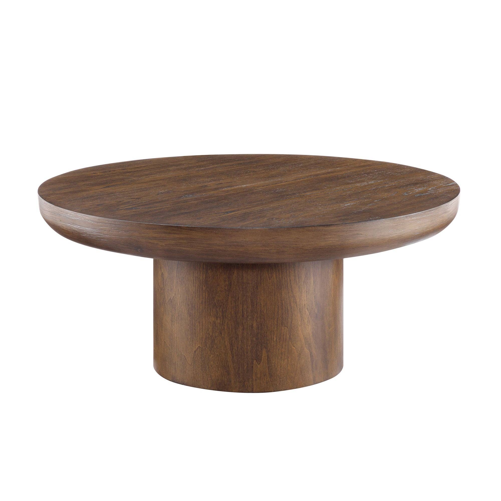 HOMYCASA DESIGN INC - Wholesale Coffee Table - Brutoni 36" Round Soild Wood Coffee Table with Sculpted Pedestal Base4