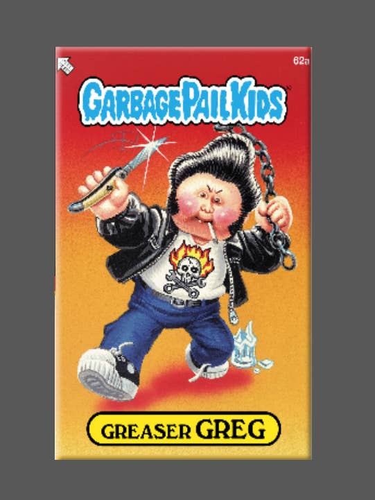 GARBAGE PAIL BØRN, Greaser Greg, Magnet, Knap, Rockabilly for engroshandel hos Ba Ba Buttons