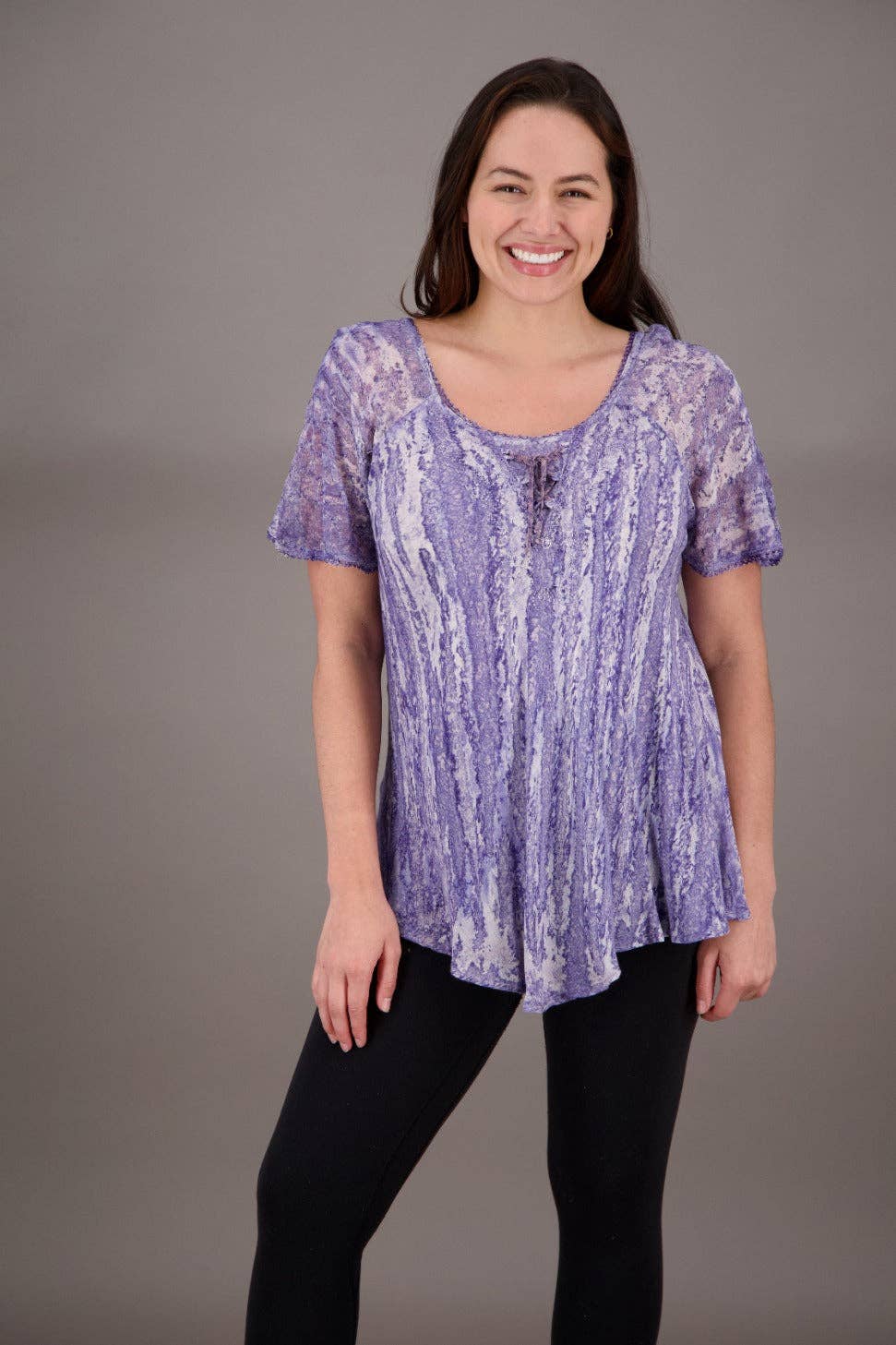 Assorted Colors Cap Sleeve Tie Dye Blouse 787 for wholesale on Faire9