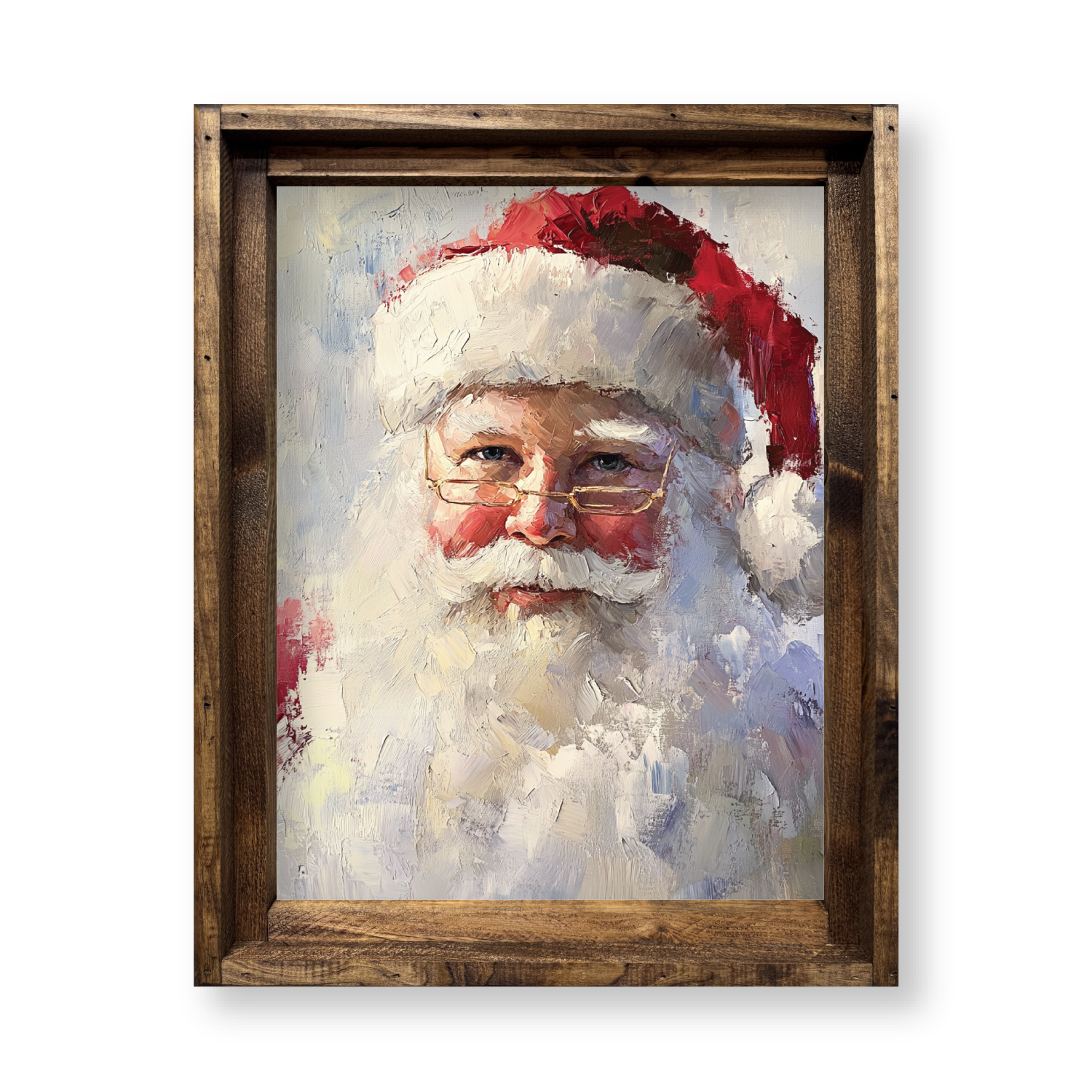 Jarmz Designs - Wholesale Christmas Wall Art - FRAMED CANVAS SANTA ART WATERCOLOR1