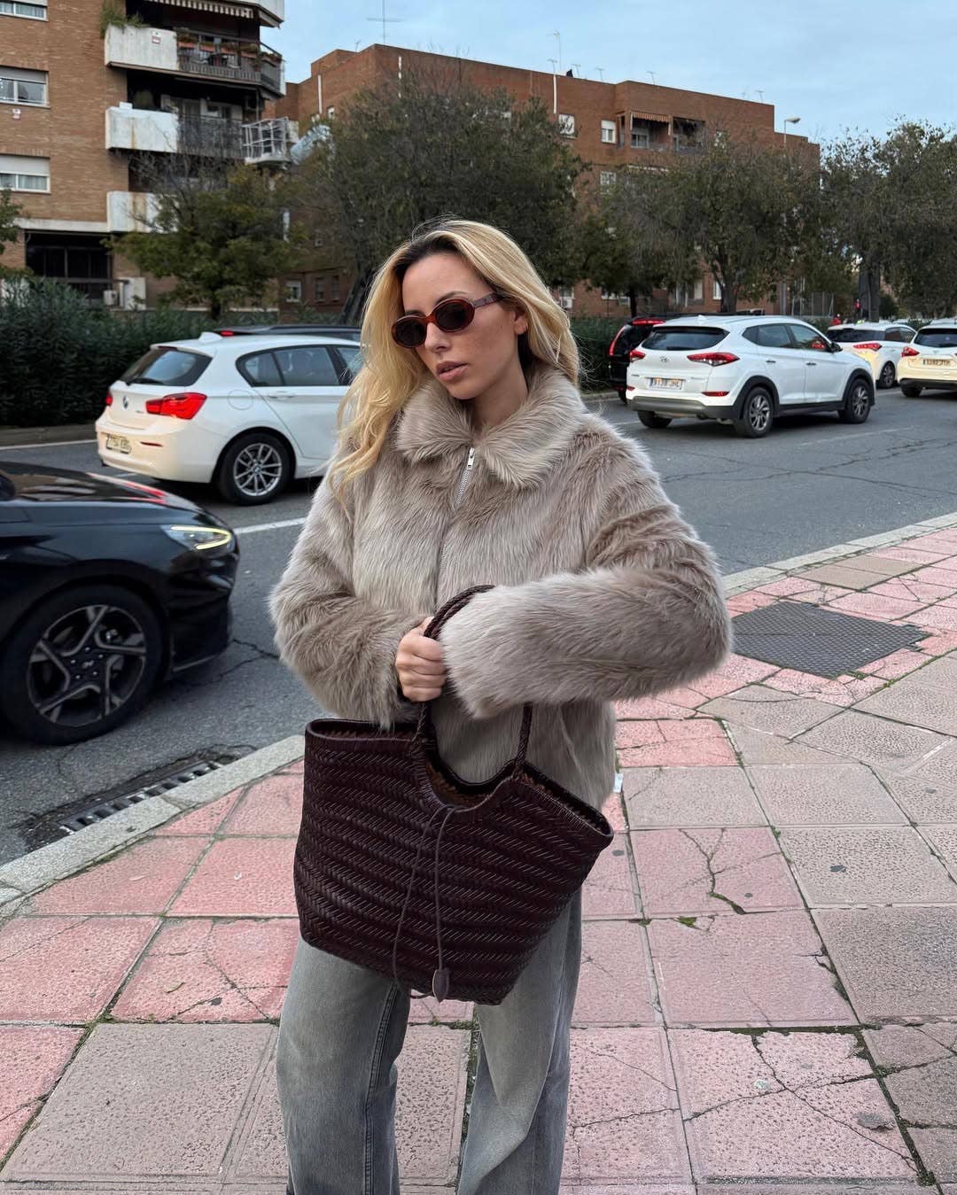 Sook Stainable - Vente Tote bag – femme - Carmel - Sac fourre-tout en cuir en U tissé à la main16