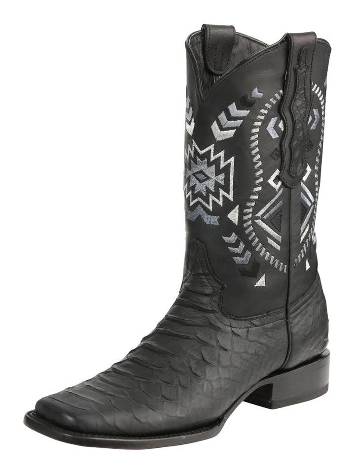 Botas de rodeio masculinas El General em imitação de píton preta 45398 por atacado de El General Western Wear