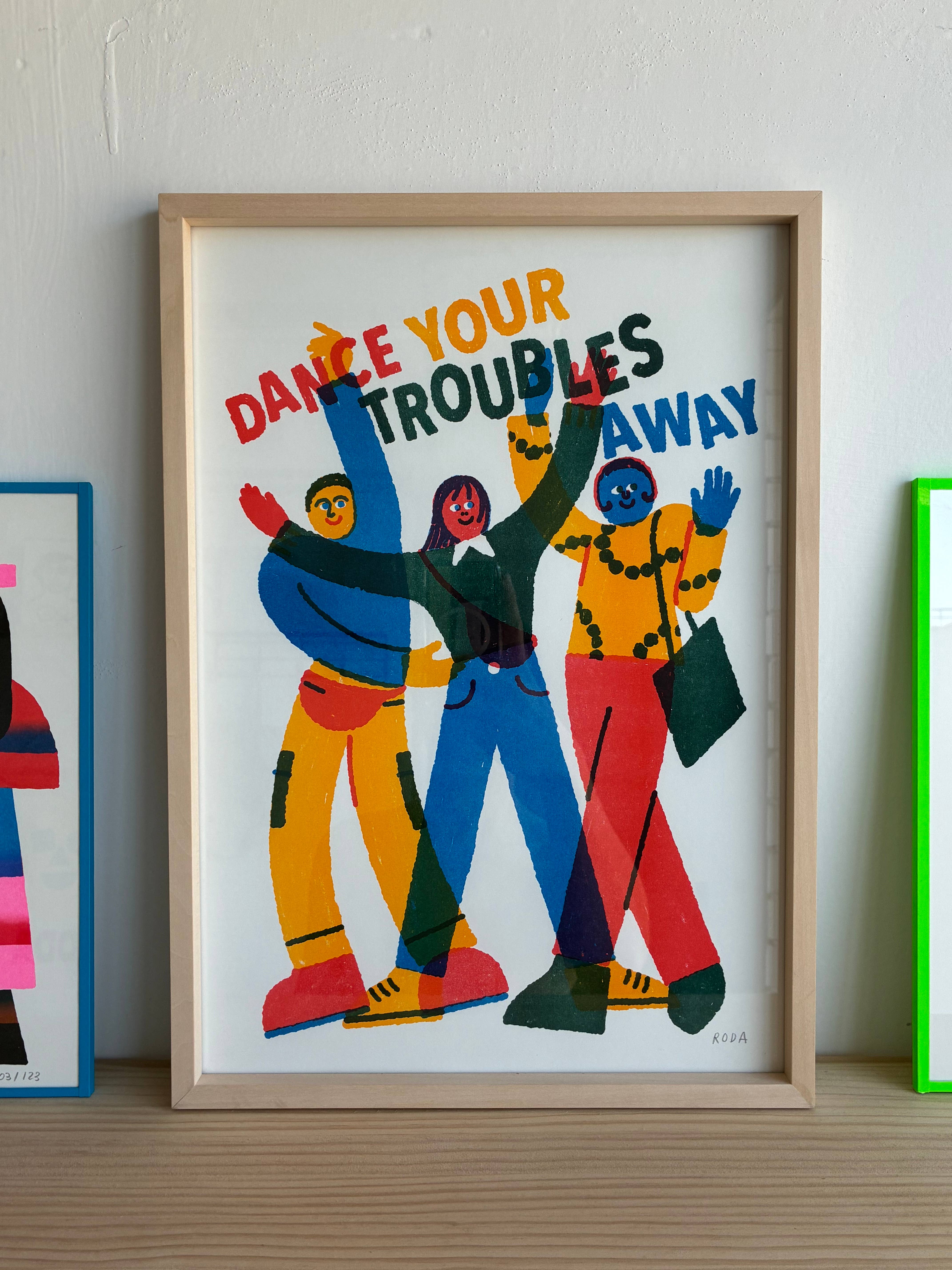 RODA - Wholesale Art Print - Dance Your Troubles Away Riso Print1