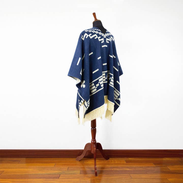 ECUALAMA - Wholesale Poncho - Unisex - Clint Eastwood Poncho cowboy Serape replica handmade of Alpaca wool Unisex - navy blue5