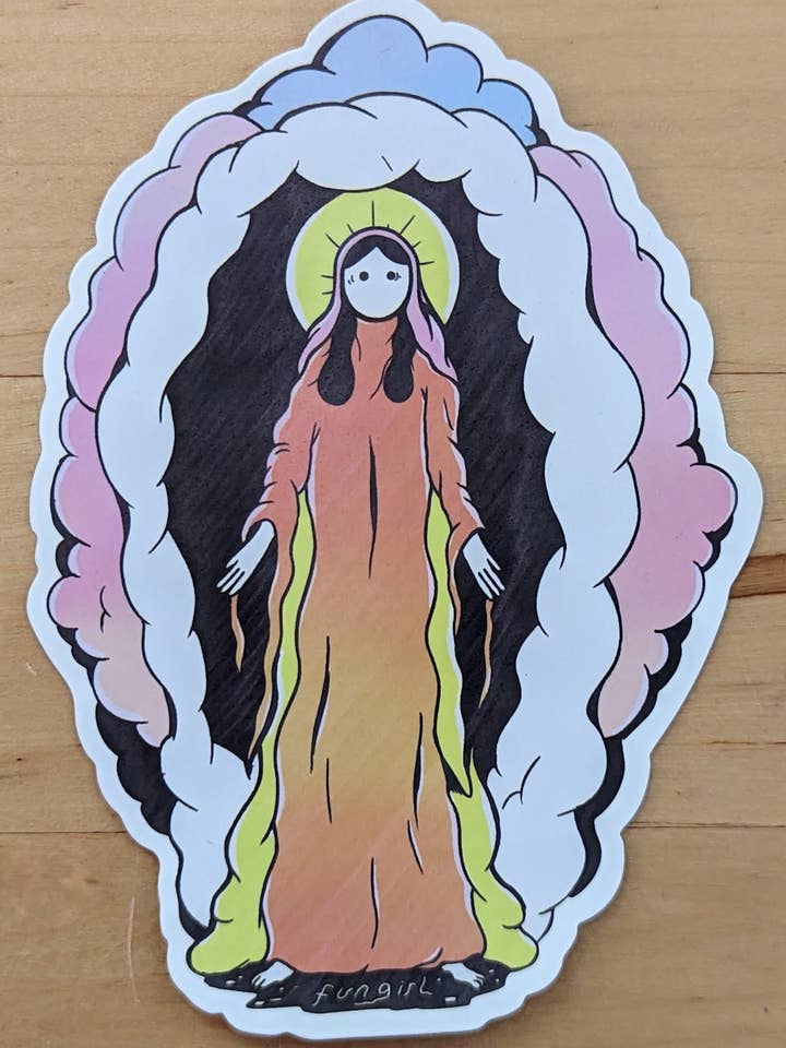 Fungirl Mother Of God Sticker By Elizabeth Pich for wholesale by Silver Sprocket