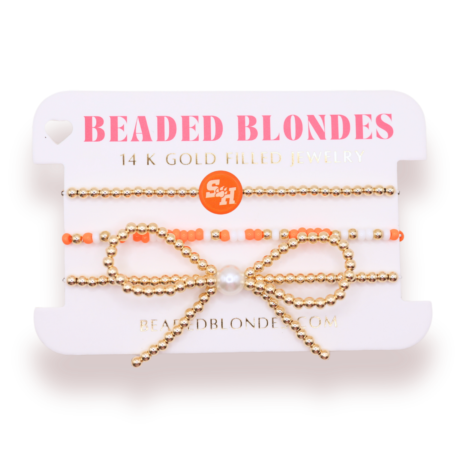 Beaded Blondes - Wholesale Jewelry Set - Sam Houston Logo Bow Stack of 3 0