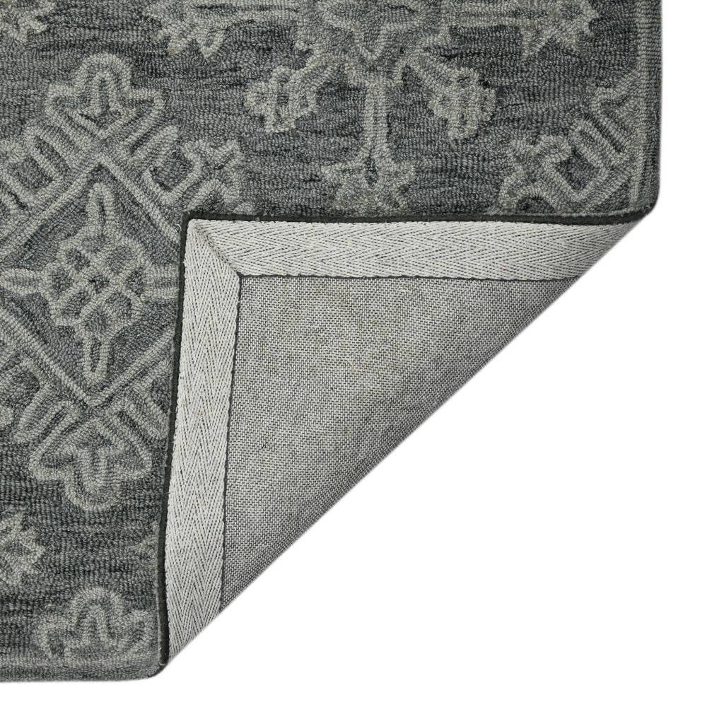 HomeRoots - Wholesale Area Rug - 2' X 3' Graphite And Gray Wool Oriental Hand Hooked Area Rug5