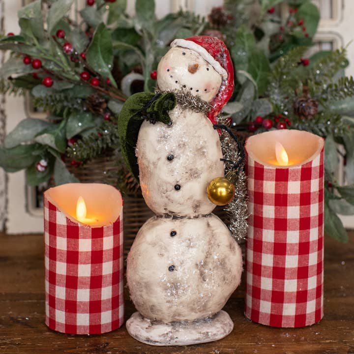 Ragon House - Wholesale Christmas Decoration - 10.75" SNOWMAN W/ GOLD ORNAMENT