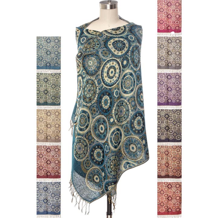 Ensemble d'écharpes pashmina Circle Lurex Intarsia pour la vente par LA Jewelry Plaza