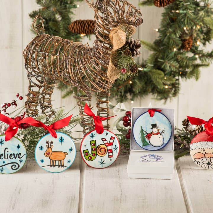 Nola Watkins Collection - Wholesale Ornament - Personalized Customizable Ceramic Ornament - Santa Cowboy