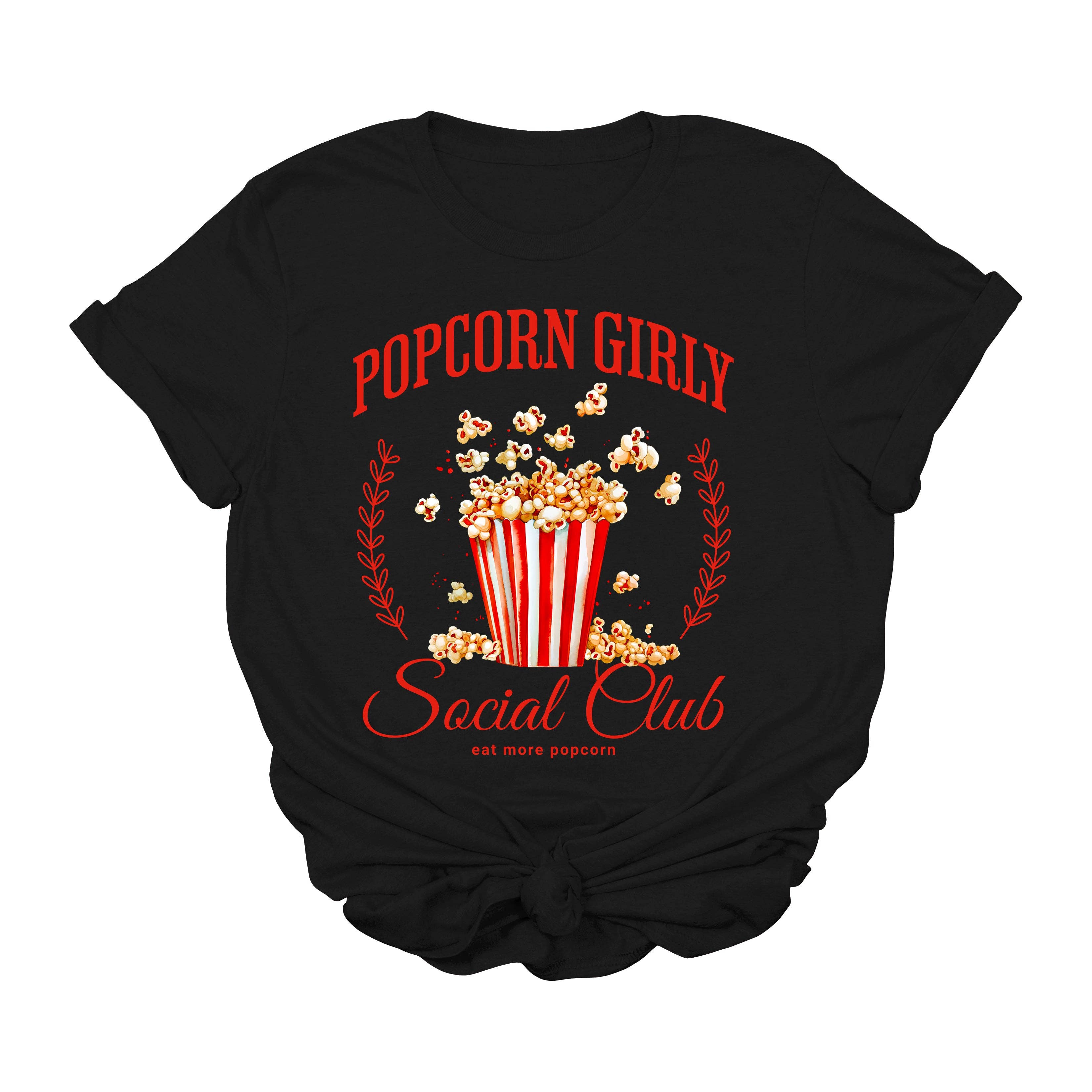 House of Savvy - Wholesale T-shirt (graphic) – women's - Popcorn Girly Graphic T-Shirt | Movie Night Social Club Tee | Cute Snack Lover Shirt | Retro Cinema Graphic Tee for Women | Funny Popcorn Aesthetic T-Shirt | Cozy Film Night Gift Shirt0