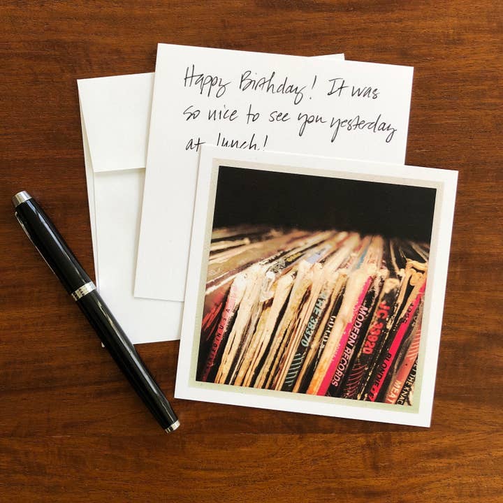 Tarjeta de felicitación en blanco Charlie's Record para venta al por mayor de Whispered Light Greeting Cards