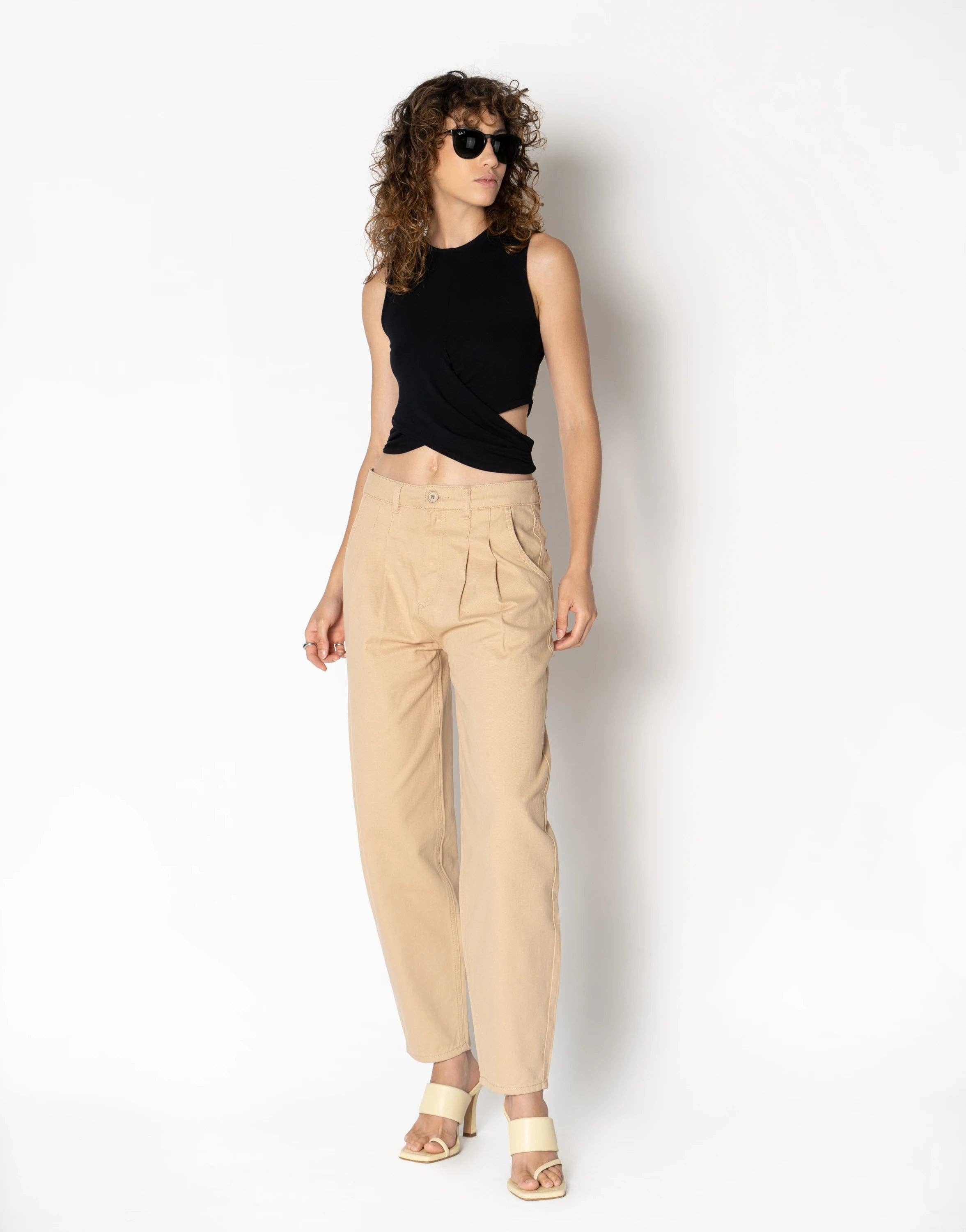 Noir Top court sans manches avec détail croisé devant en vente sur Faire4