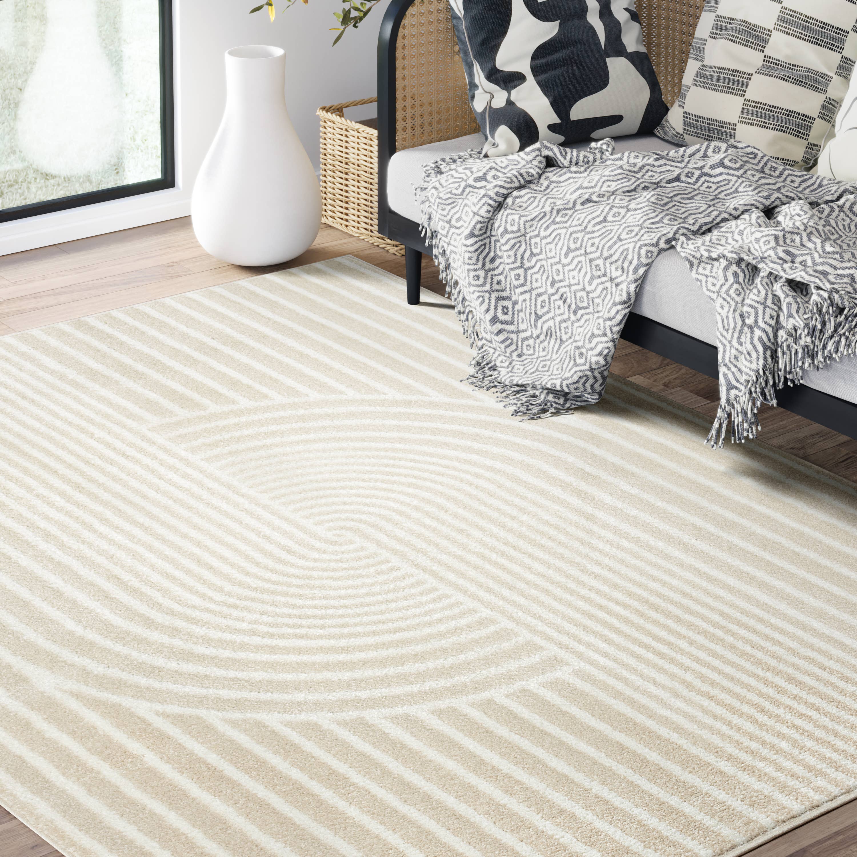 Abani Rugs - Wholesale Area Rug - Abani Rugs Nuevo Beige Arch Pattern Knot Area Rug5