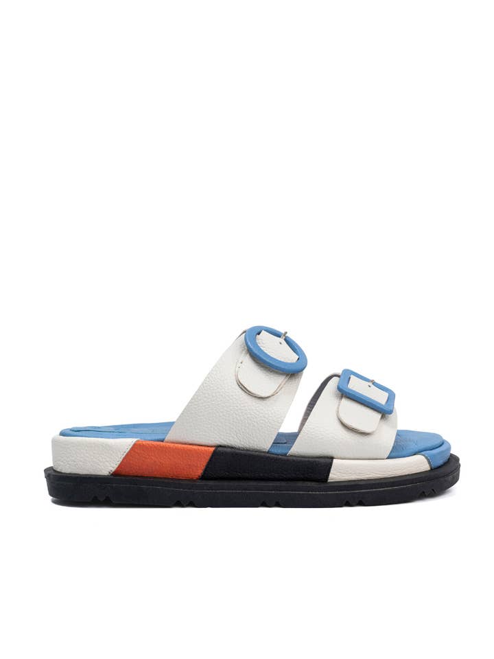 Allegra Offwhite Contrast Buckle Sandals for wholesale by The Folklore