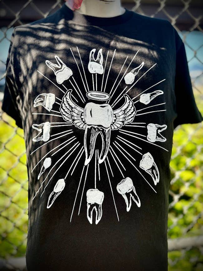 Three Raccoons - Wholesale Screen Printed T-Shirt - Unisex - Toof angel, Tooth angel tee.1