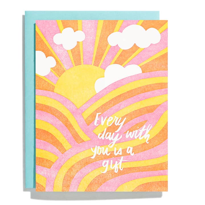 Todos os dias contigo é um presente - Cartão de Saudação Tipográfica por atacado de Shorthand Press