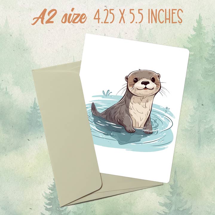 Handmade otter greeting card for wholesale by Soul Familiar