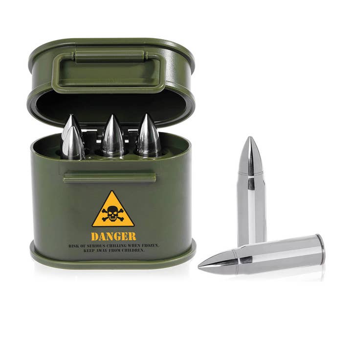 Original Products US/CAN - Wholesale Ice Tray/Mold - Bar Originale Bullet Ice Cubes in Ammo Case Silver 6 Pack