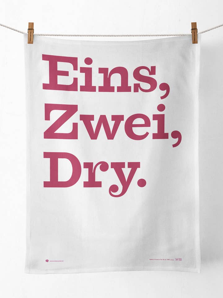 Funny Tea Towel - Eins Zwei Dry for wholesale by Brainbox Candy