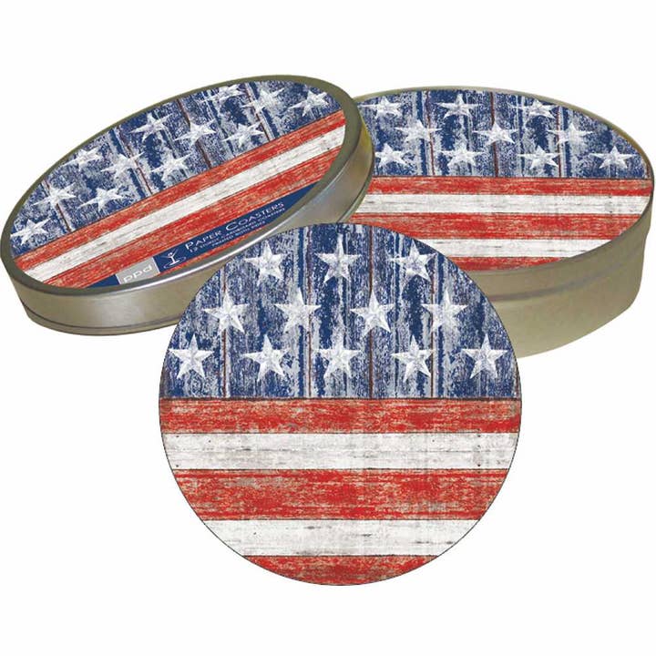PULPBOARD COASTER SET- VINTAGE AMERICA for wholesale by Paperproducts Design • Ambiente