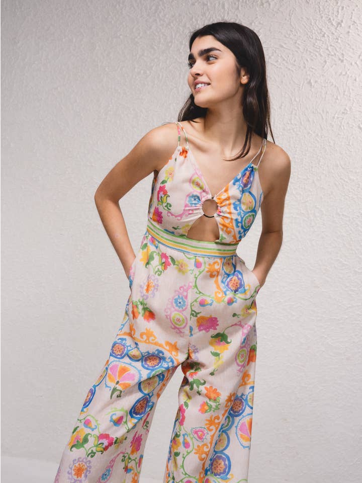 Print 259202 - Printed jumpsuit with thin straps for wholesale on Faire1