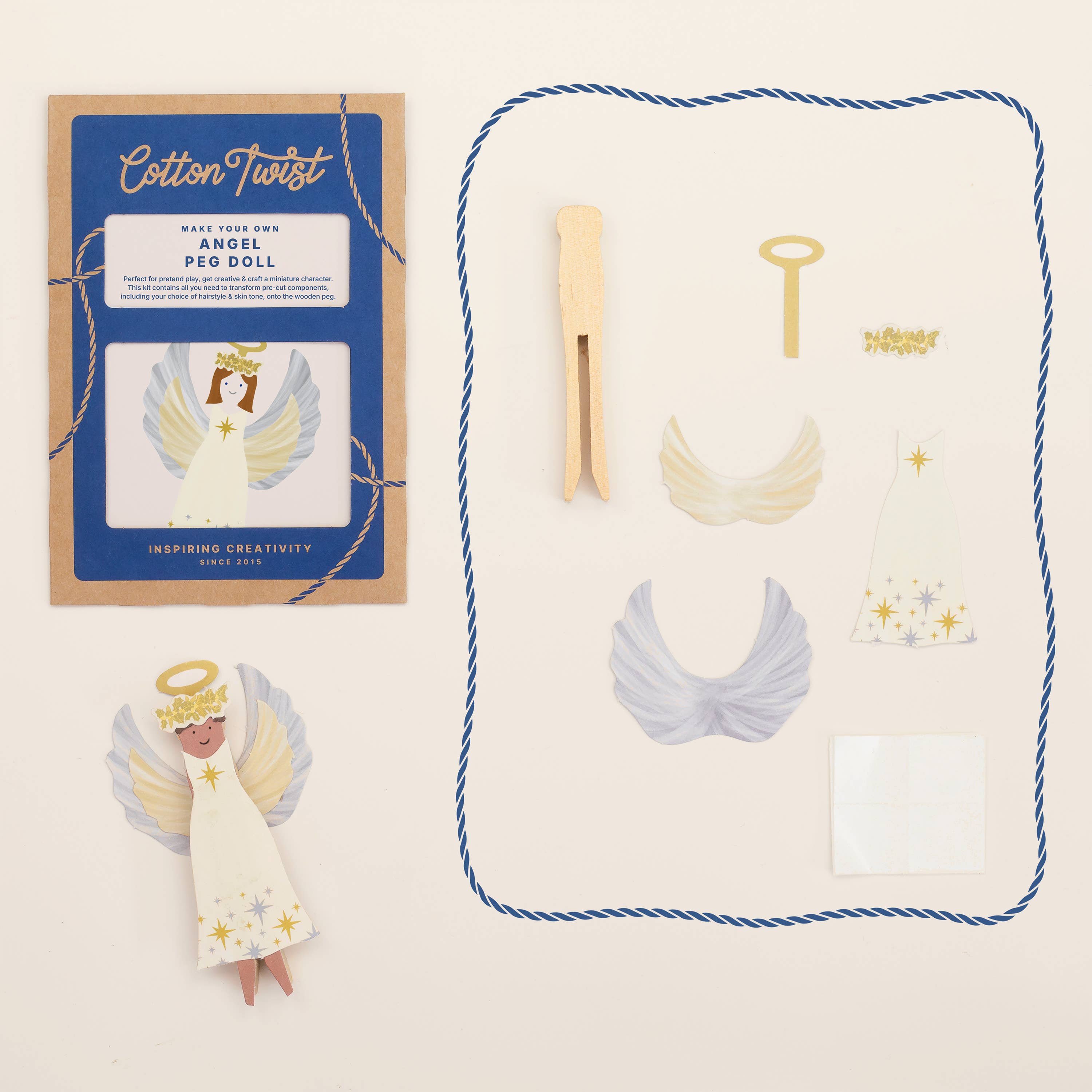 Cotton Twist (USA DUTIES PAID) - Vente Kit de bricolage – enfant - Poupée à fabriquer soi-même en forme d'ange sur pince3