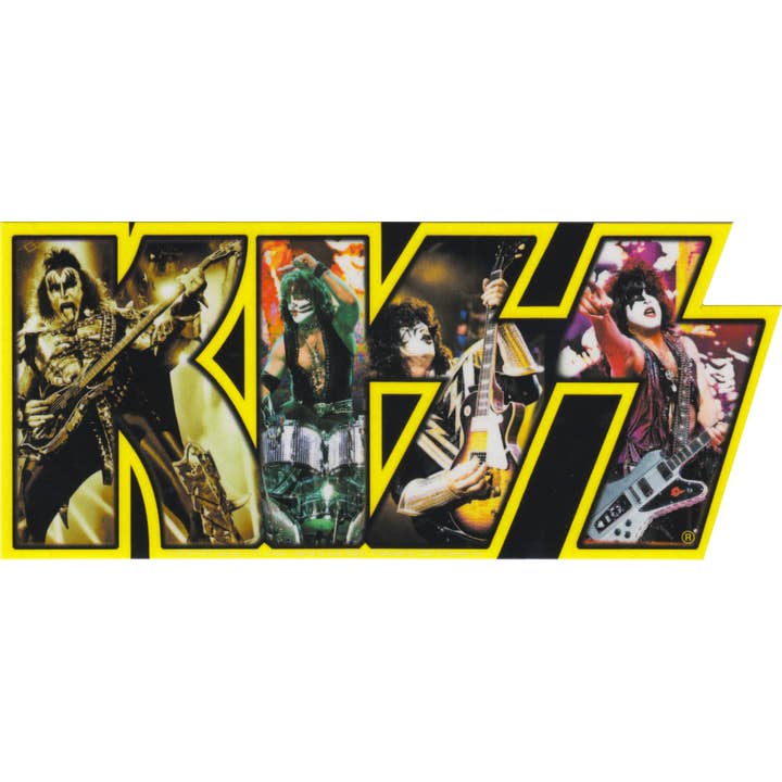 Sticker - Kiss - Logo With Band Members in the Letters for wholesale by Square Deal Recordings & Supplies