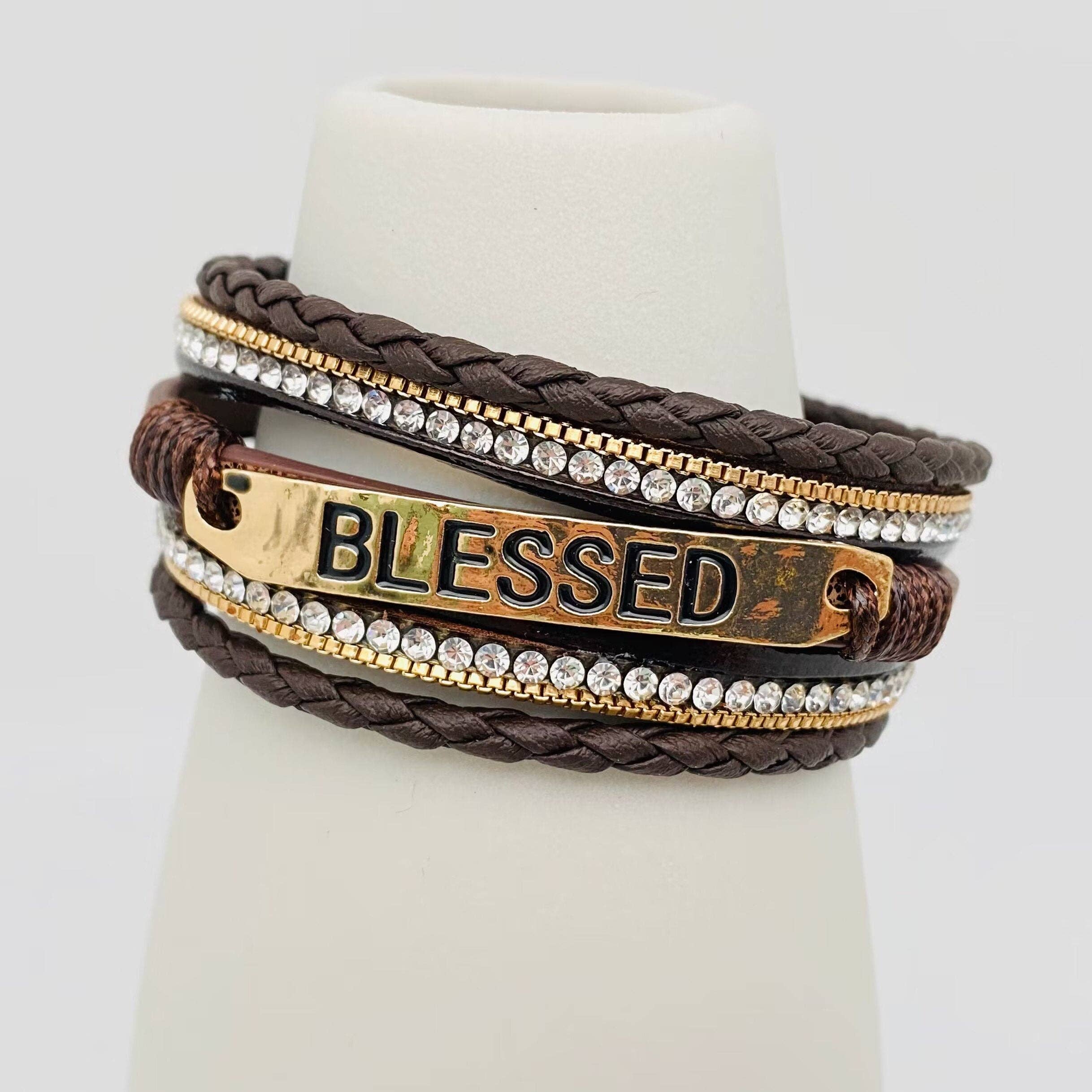 Mio Queena - Wholesale Bangle Bracelet - BLESSED Multi-Layer Leather Bracelet Magnetic Buckle Bangle6