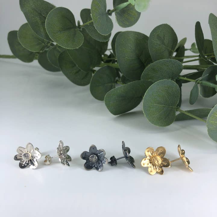 Dogwood Flower Stud Earrings for wholesale by Silverbrook Studios
